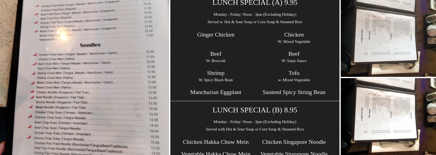 Tangra Masala Menu