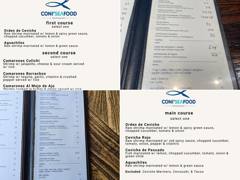 Coni’Seafood Menu