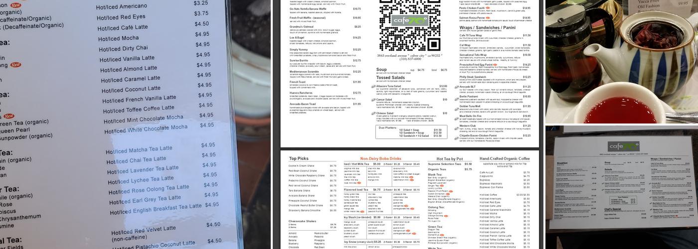 Cafe 70 Degrees Menu