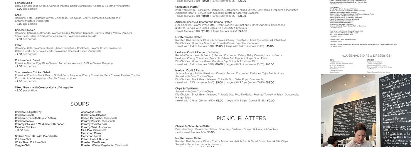 Thyme Cafe and Market Menu
