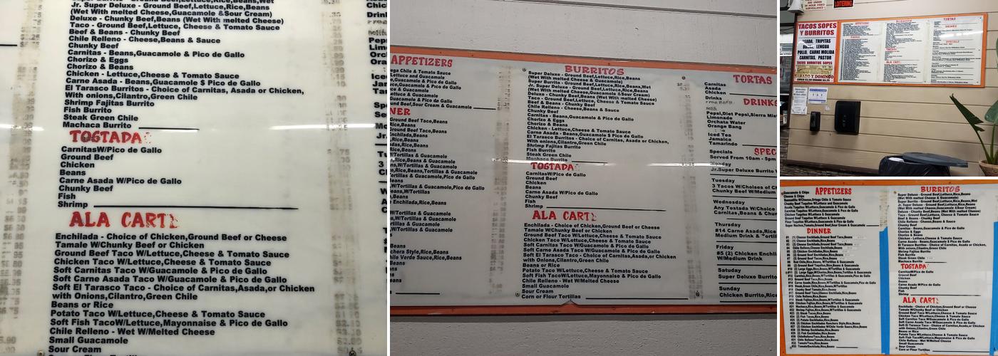 El Tarasco Mexican Food Menu