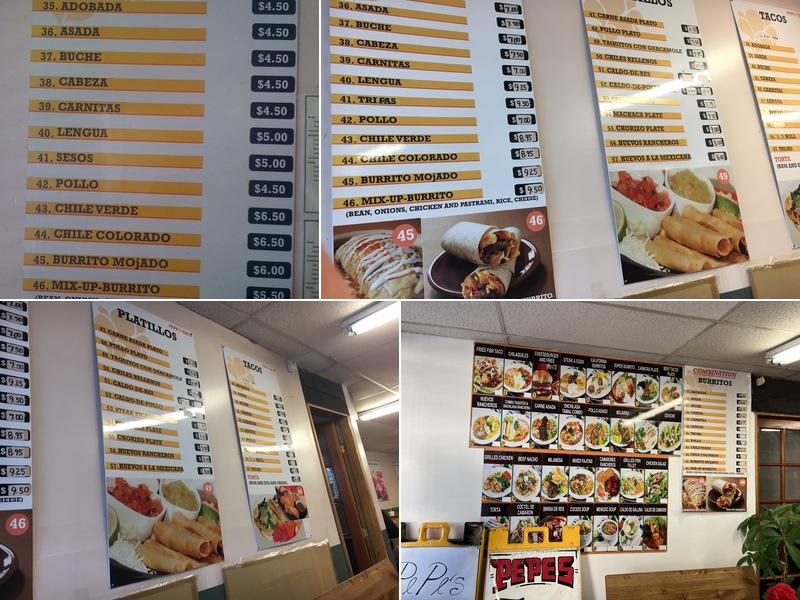 Pepe's Tacos Menu