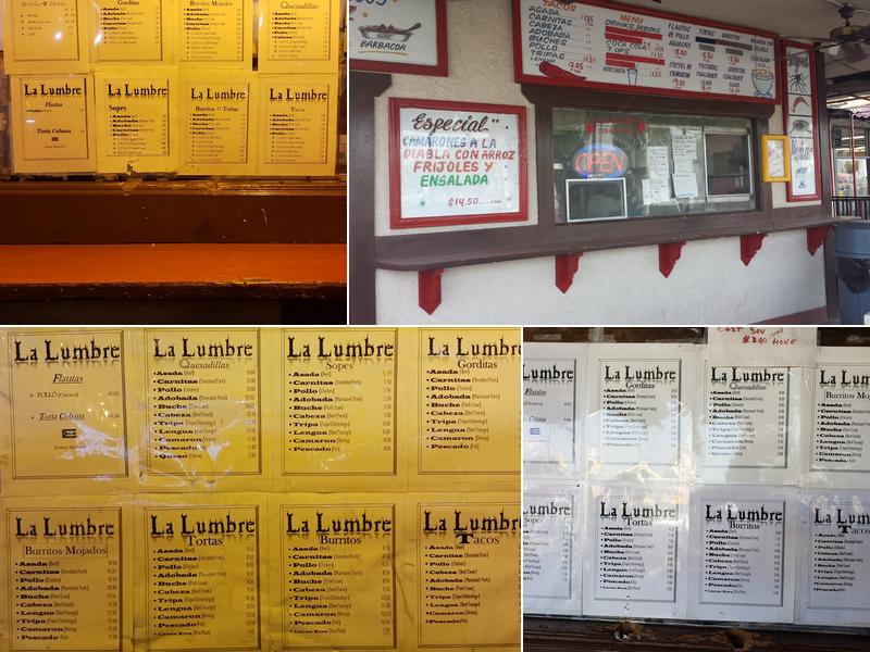 La Lumbre Tacos Menu