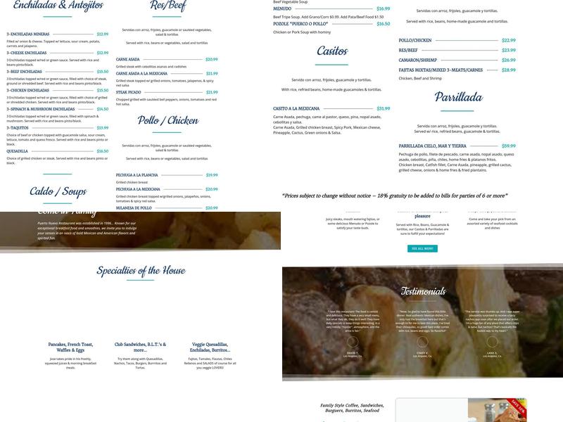 Puerto Nuevo Coffee Menu