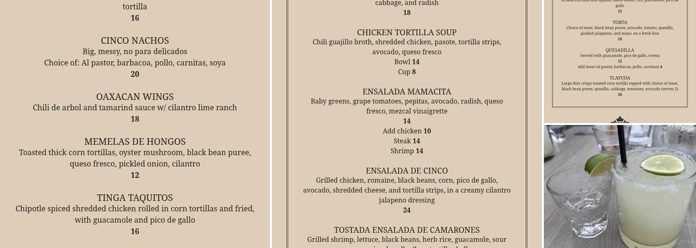 Cinco Menu