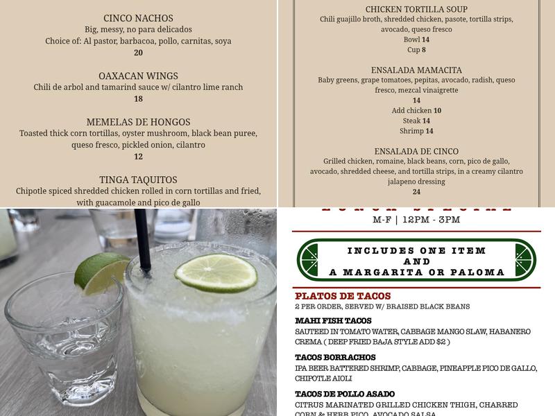 Cinco Menu