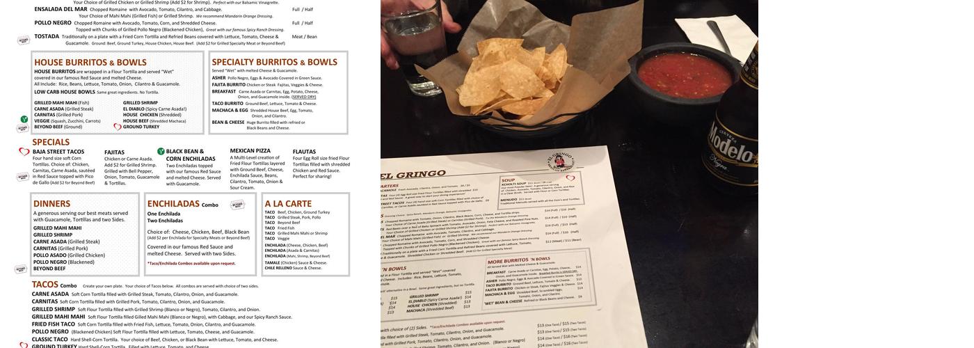 El Gringo Manhattan Menu