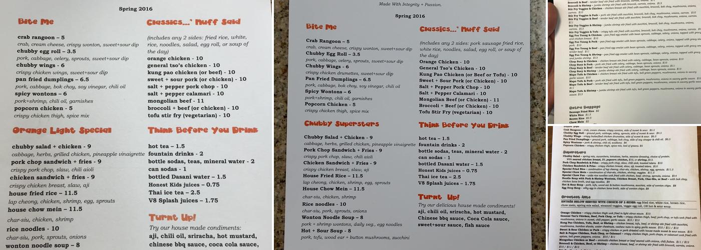 Chubby yaki Menu