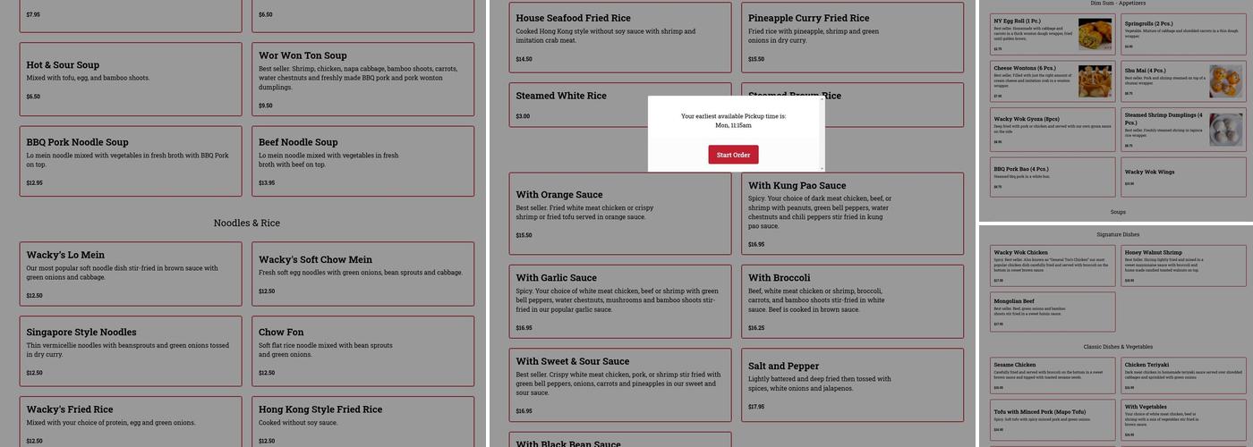 Wacky Wok - Westchester Menu