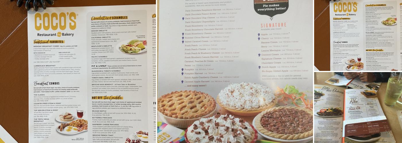 Coco's Bakery Restaurant Menu