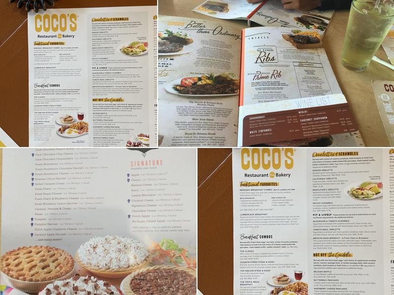 Coco's Bakery Restaurant Menu