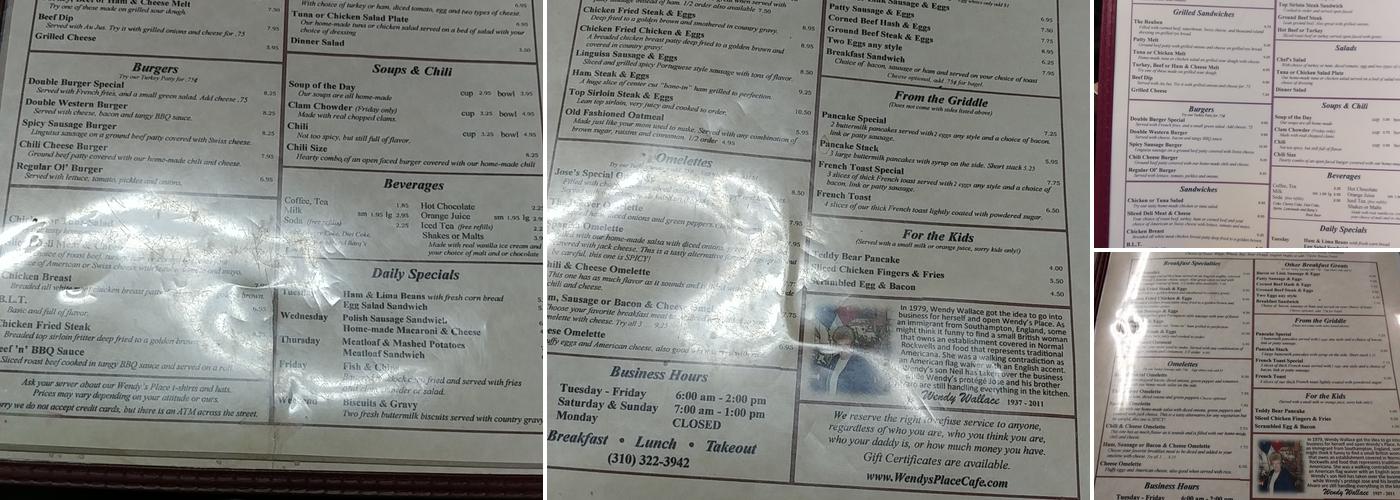 Wendy's Place Menu