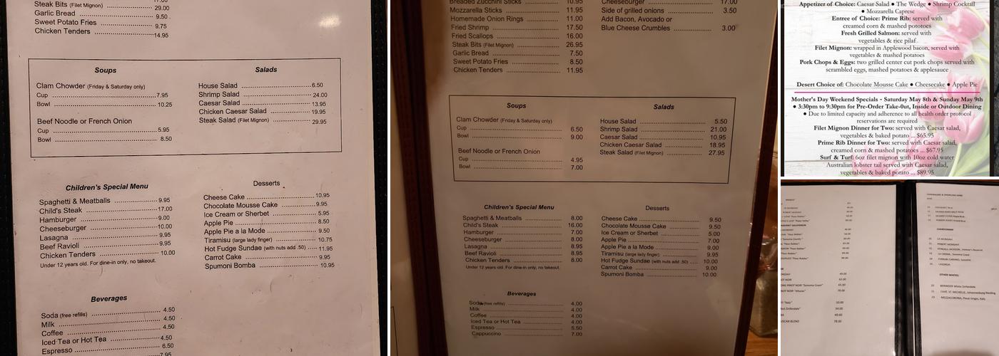 George Petrelli Steak House Menu