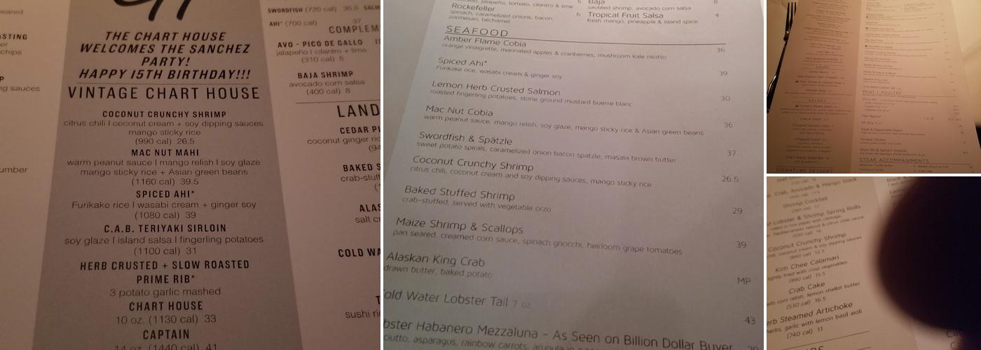 Chart House Menu