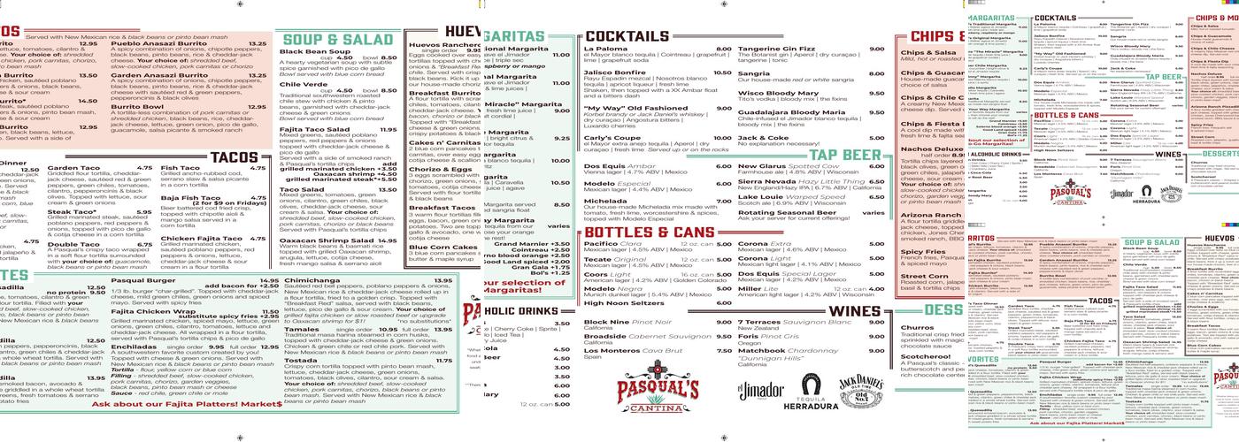 Pasqual's Cantina Menu