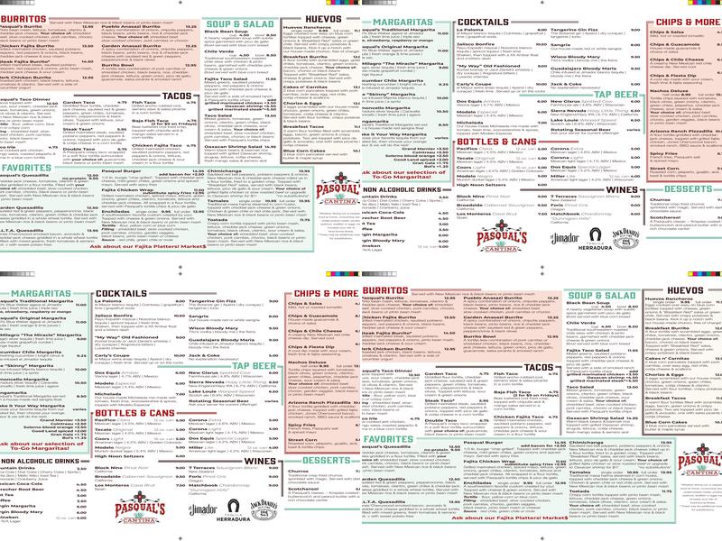 Pasqual's Cantina Menu
