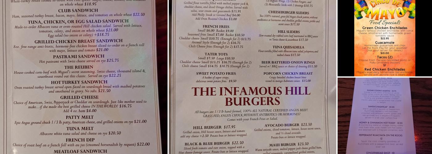 Pineapple Hill Saloon & Grill Menu