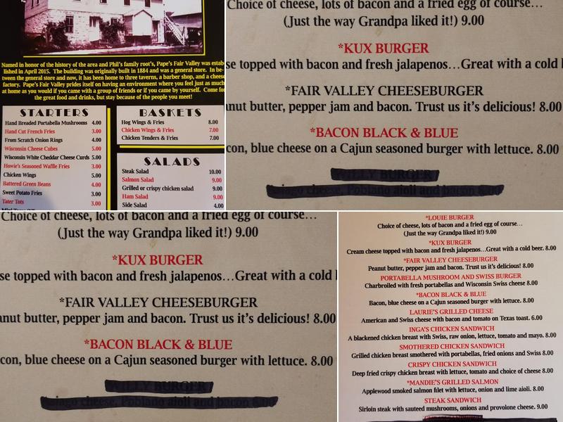 The Shop Fair Valley Bar & Grill Menu