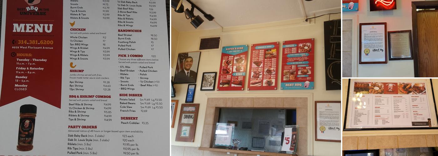 Roper's Ribs Menu