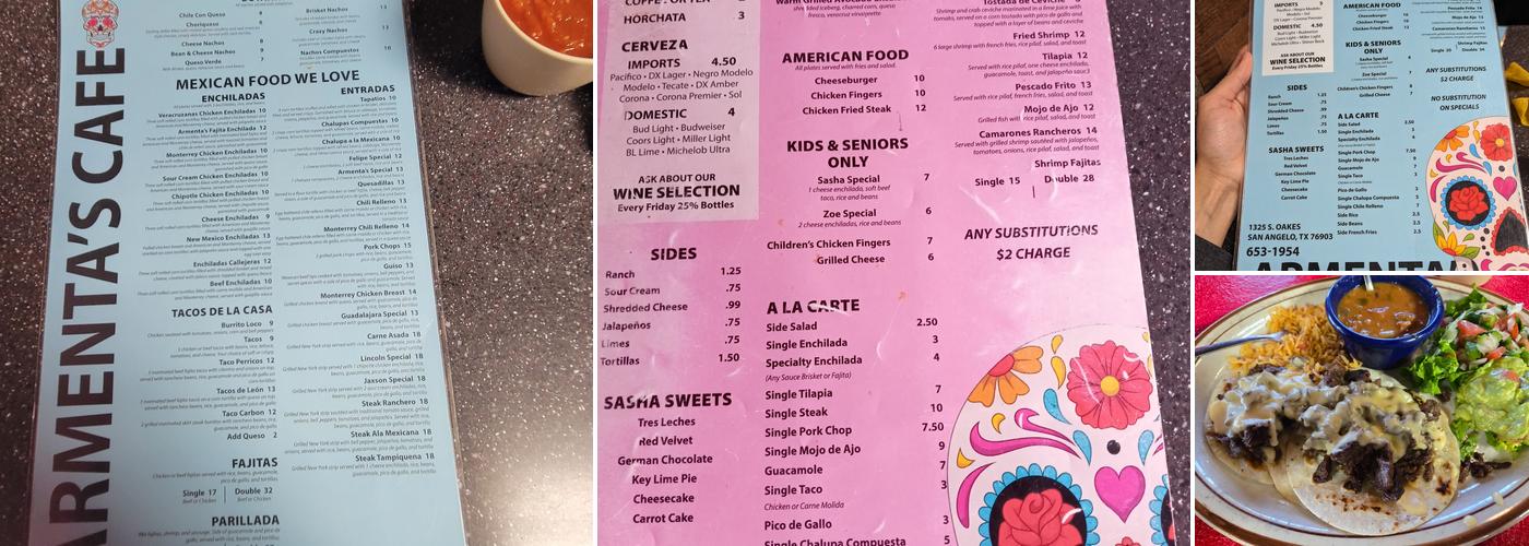 Armenta's Cafe Menu
