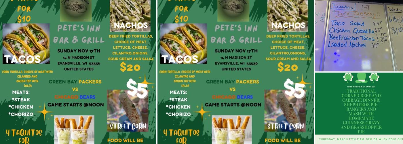 Pete's Inn Bar & Grill Menu