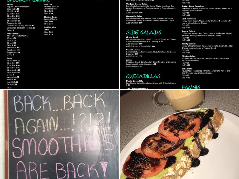 Cal Java Coffee Esplanade Menu