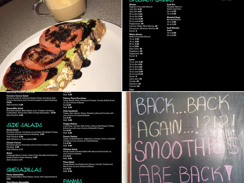 Cal Java Coffee Esplanade Menu