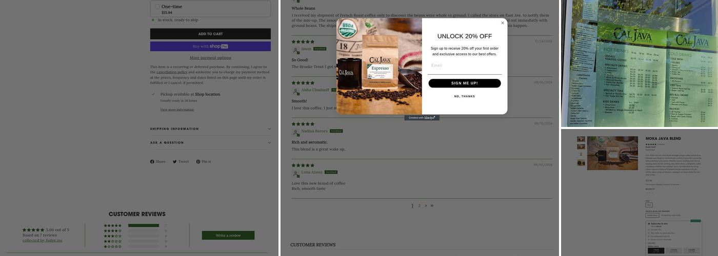 Cal Java Coffee Roasters - Mangrove, Chico Menu