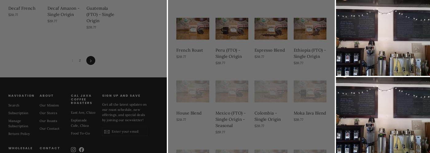 Cal Java Coffee Roasters - East Ave, Chico Menu