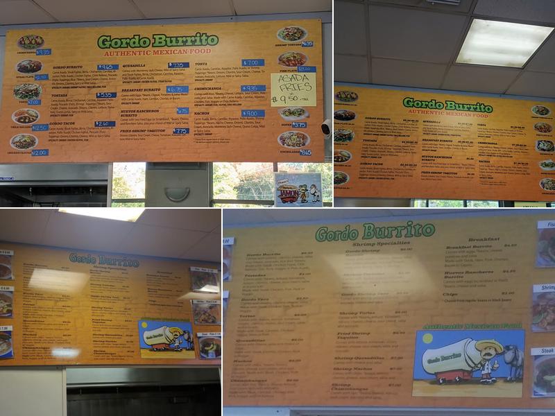Gordo Burrito Menu