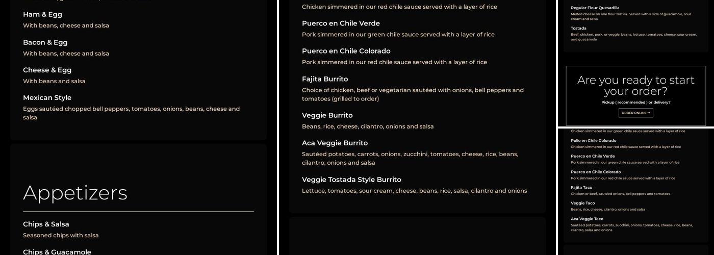 Aca Taco Menu