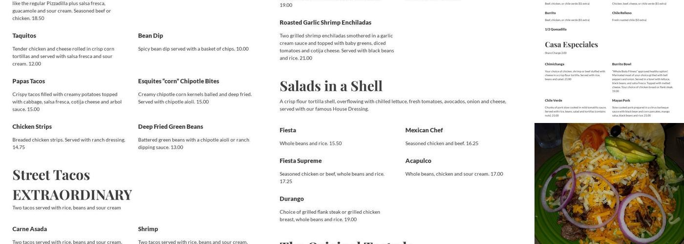 La Hacienda Menu