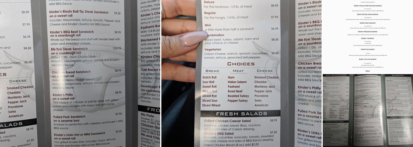 Kinder's BBQ Chico Menu