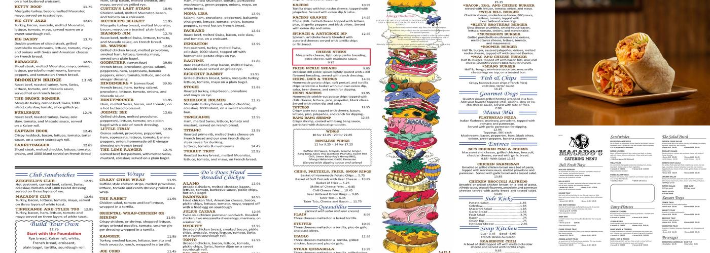 Macado's Menu