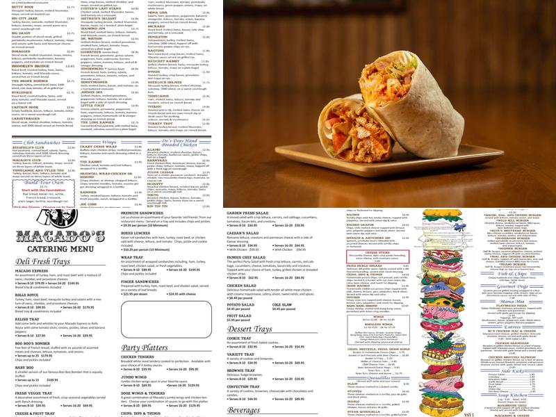 Macado's Menu