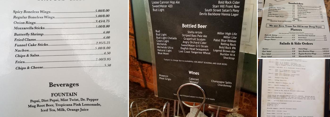 Cavalier Store Menu