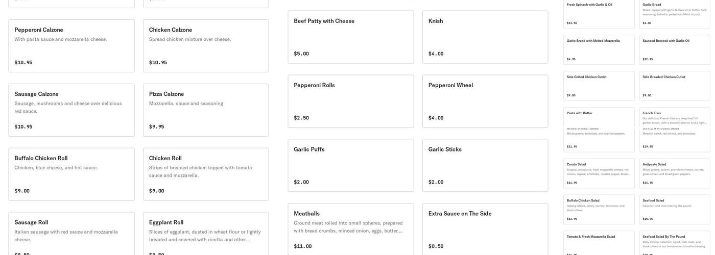 Corato II Pizza Menu