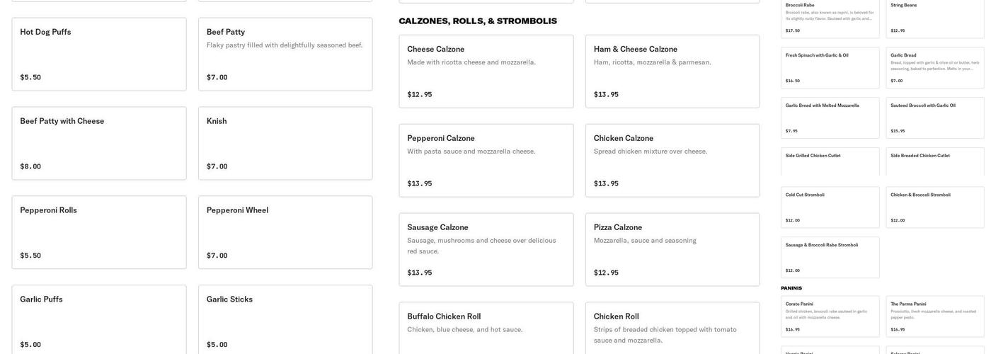 Corato II Pizza Menu