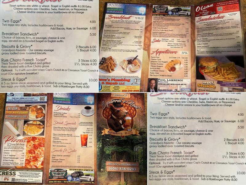 Squirrel's Nest Menu
