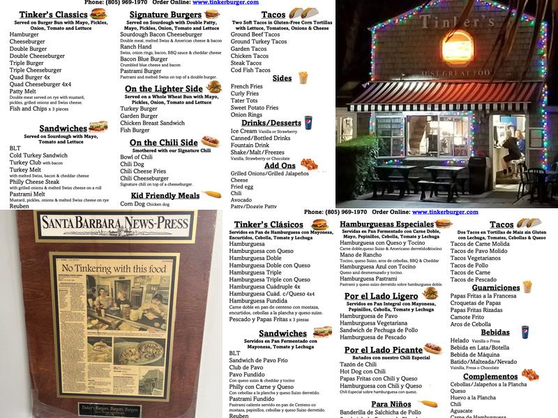 Tinker Burger Menu