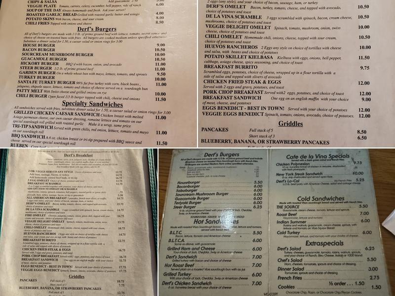 Derf's Café Menu