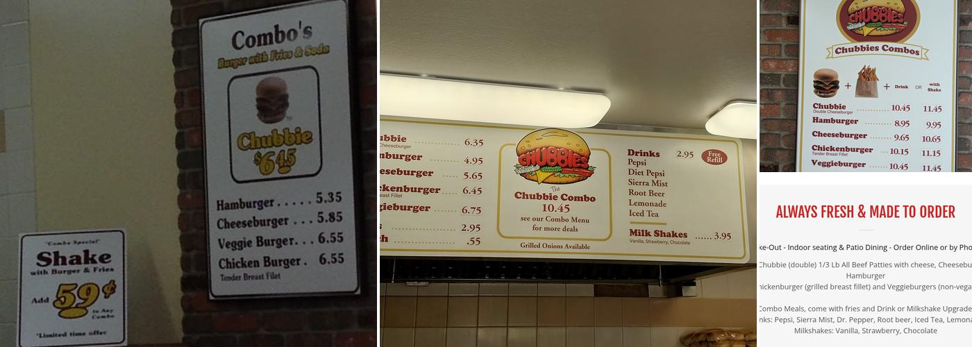 Chubbies Hamburgers Menu