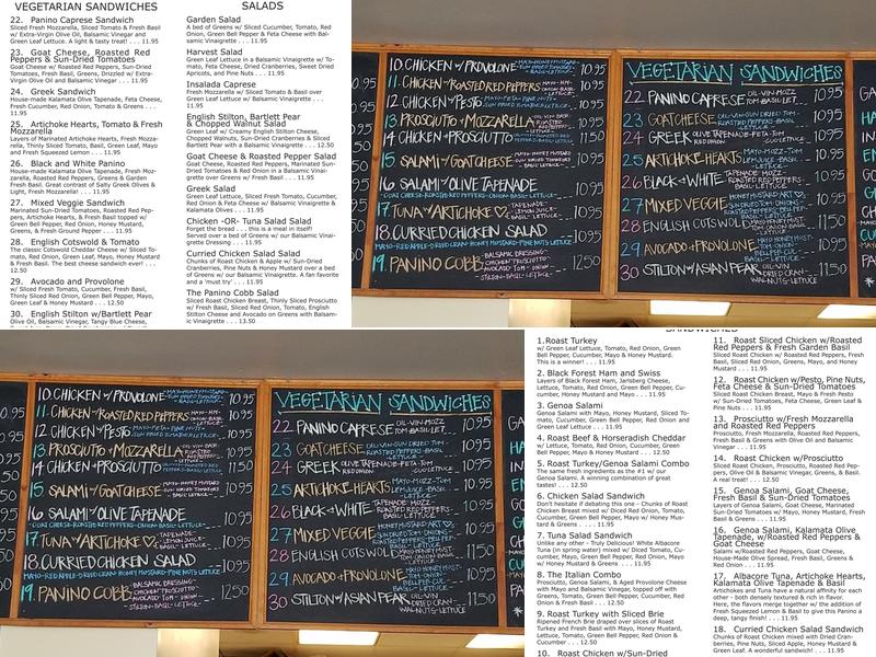 PANINO Montecito Menu