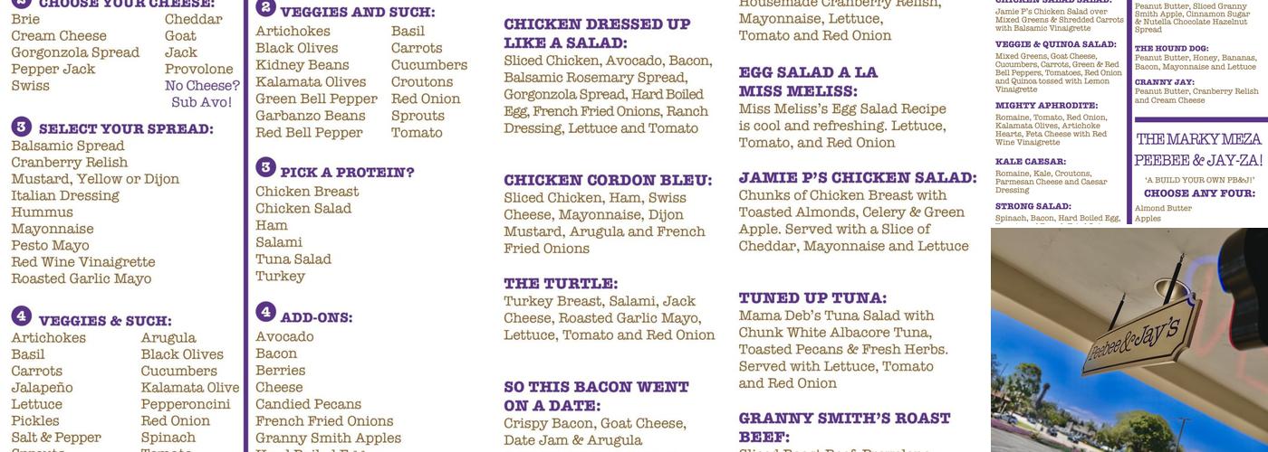Peebee & Jay's Menu