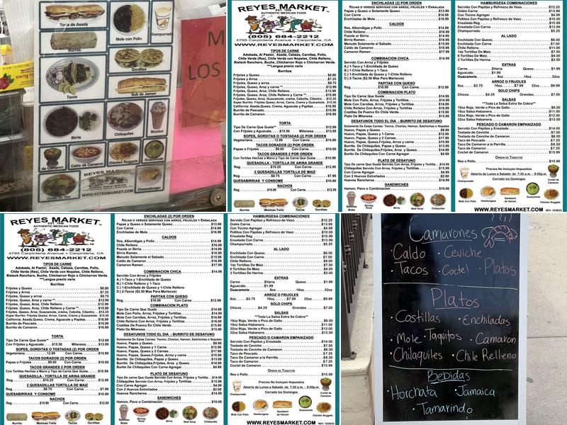 Reyes Market Menu