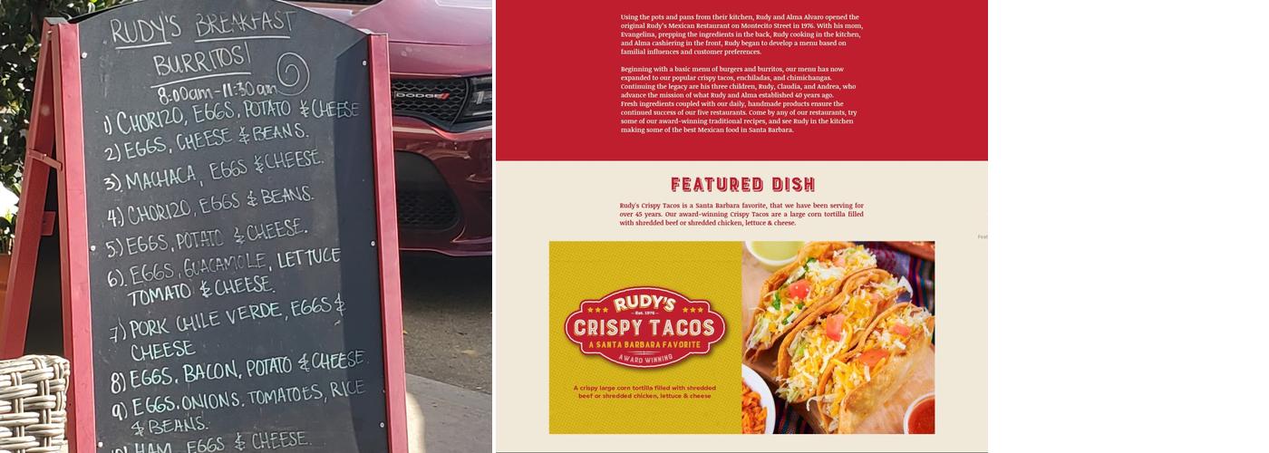 Rudy's Restaurant Menu