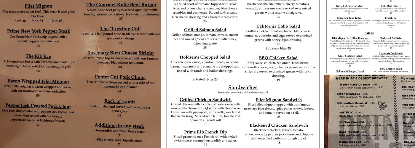 Holdren's Steaks & Seafood Menu