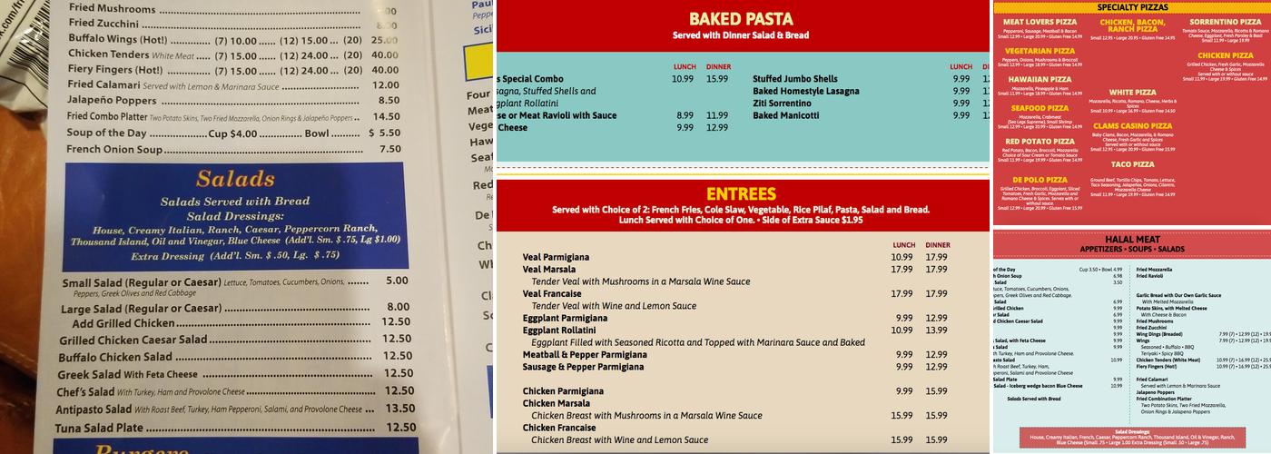 Paul's Pizza & Restaurant Menu