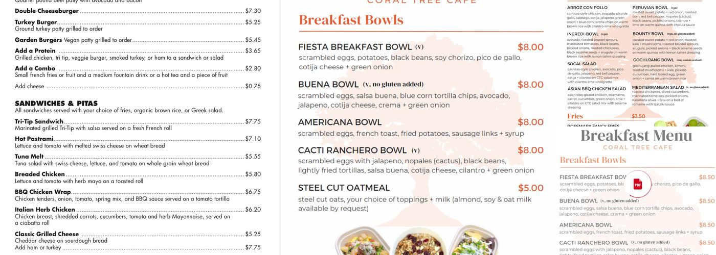Coral Tree Cafe Menu