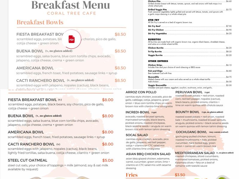 Coral Tree Cafe Menu